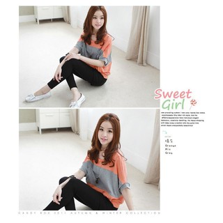 ลดราคา!! เสื้อสีส้มเทาผ้ายืด พร้อมส่ง Size L รอบอก 37 นิ้ว (SB0440)