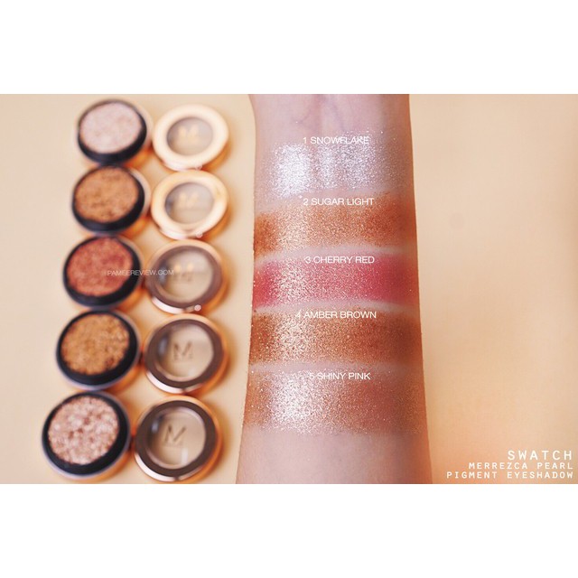 (ตลับกลม) Merrezca Pearl Pigment Eye shadow เมอเรซกา อายแชโดว์ กลิตเตอร์  Merrez'ca eye สีแน่น ชัด ติดทนนาน  1.8g. - รูปที่ 4