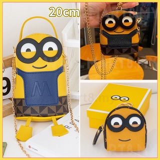 ขายดี! 20 ซม. มินเนี่ยน กระเป๋าสะพาย กระเป๋าใส่เหรียญ สายตายาว ถังลิปสติก กระเป๋าเก็บพวงกุญแจ สําหรับผู้หญิง เด็กผู้หญิง