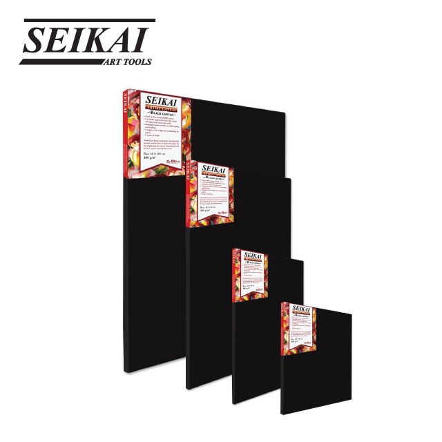 เฟรมผ้าใบ สีดำ เฟรมผ้าใบสำเร็จรูป แคนวาส SEIKAI COTTON 100% หนา 380 แกรม Black Canvas [S24]