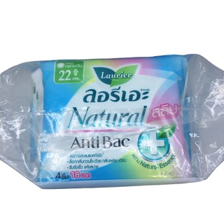 ลอรีเอะ Natural anti bac สลิมพลัส แบบกลางวัน มีปีก 22cm ยกแพ็ค 6ห่อ x4ชิ้น + แถมฟรี 1ห่อ