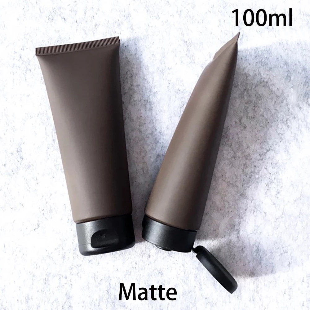 ขวดน้ําตาลขนาด 100 มล. พร้อมหลอดครีมขวดบีบสีน้ําตาล