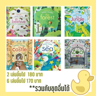 พร้อมส่ง usborne peep inside lift the flap a beehive forest  jungle castle  zoo sea หนังสือภาษาอังกฤษ สำหรับเด็ก นิทาน