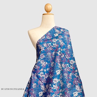 FLORAL DESIGN PRINTED THAI SILK FABRIC - ผ้าไหมไทยแท้ พิมพ์ลาย ลวดลาย ดอกไม้