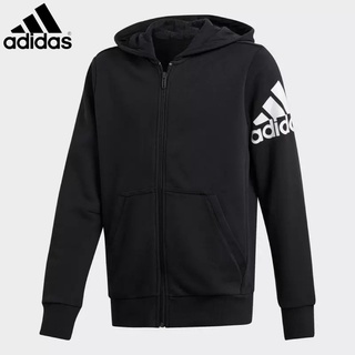 ADIDASคุณภาพสูงสำหรับเด็กชายและเด็กหญิงเสื้อแจ็คเก็ตมีฮู้ดกีฬา นุ่ม ใส่สบาย