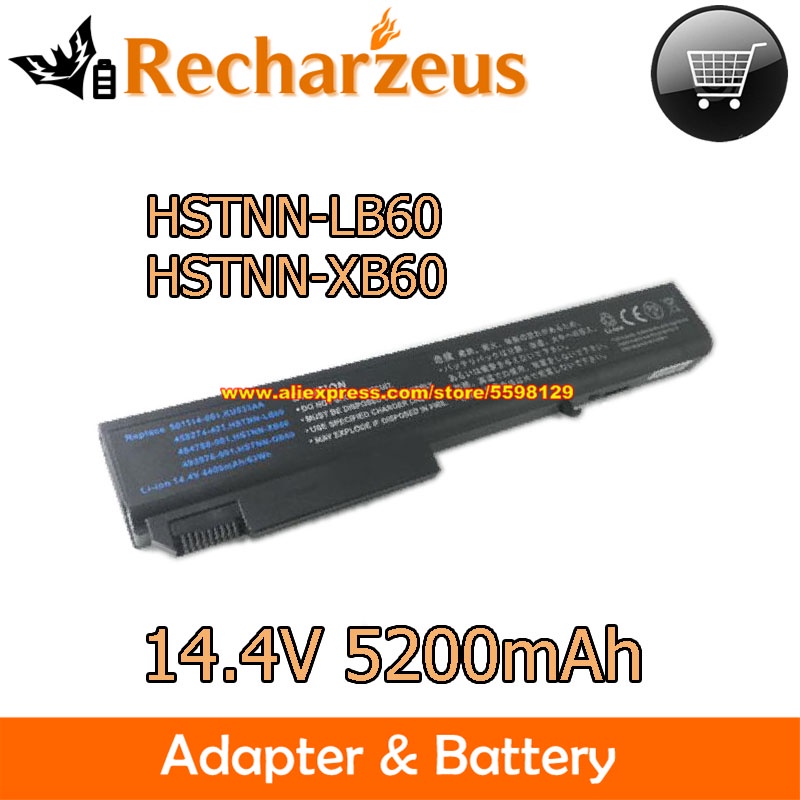 Replacement 14.4V 5200mAh Laptop Battery HSTNN-OB60 HSTNN-LB60 KU533AA For EliteBook 8530W 8540p 854