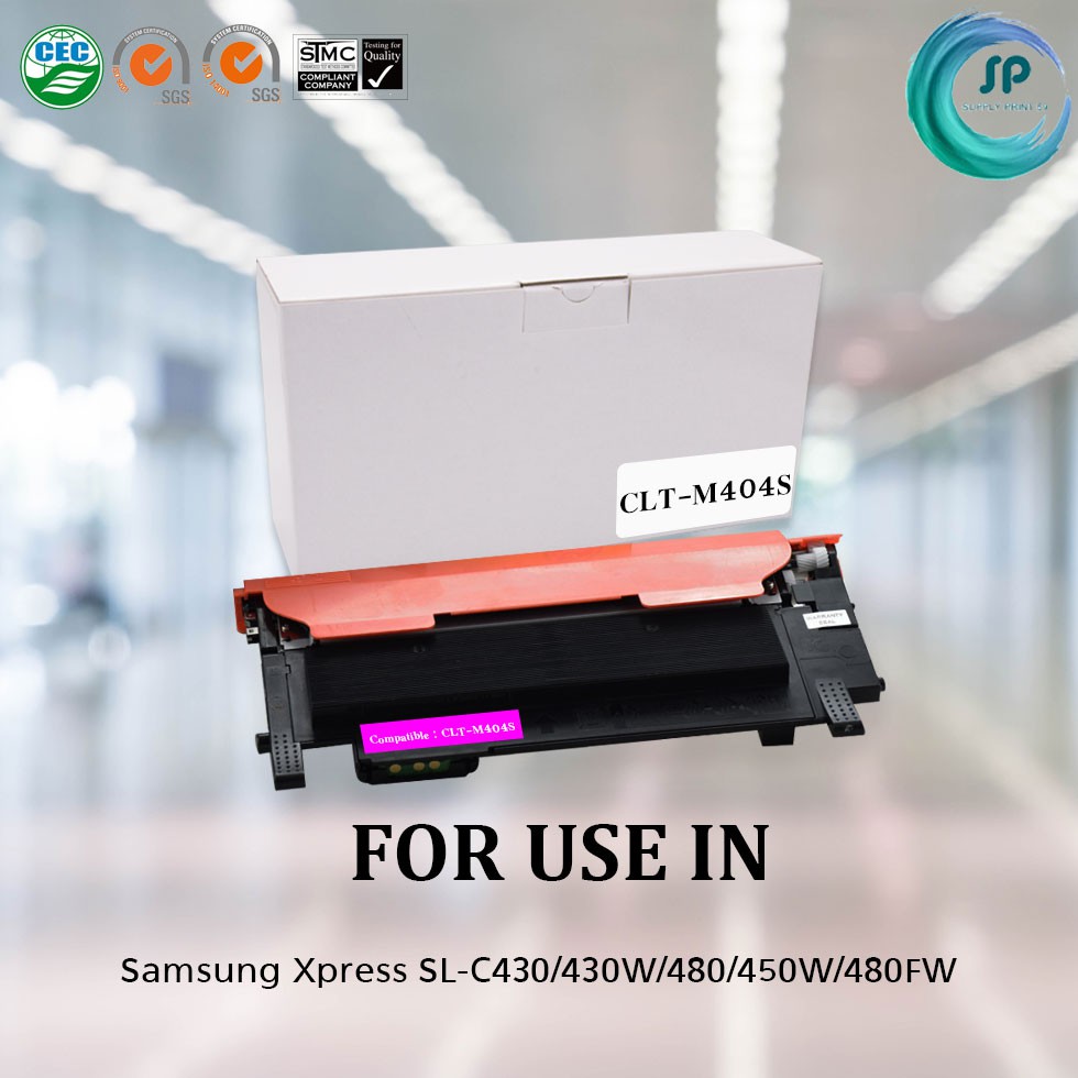 ตลับหมึกเลเซอร์เทียบเท่า Samsung CLT-M404S (M) สำหรับเครื่องพิมพ์ Samsung Xpress SL-C430/430W/480/48