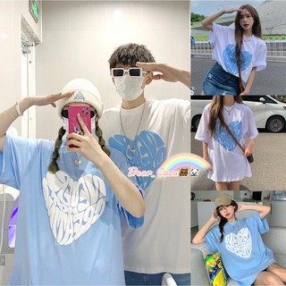 Bear🐻🐻‍❄️ พร้อมส่ง เสื้อยืด Oversize สกีนอักษรหัวใจ แฟชั่น พาสเทล ผ้านุ่ม เสื้อยืดแฟชั่น  เสื้อโอเวอร์ไซส์ X19