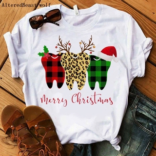 Dentist Christmas Dental Squad Funny Christmas T Shirt Women Short Sleeve Print O-neck White Shirt Female Clothes Vogue