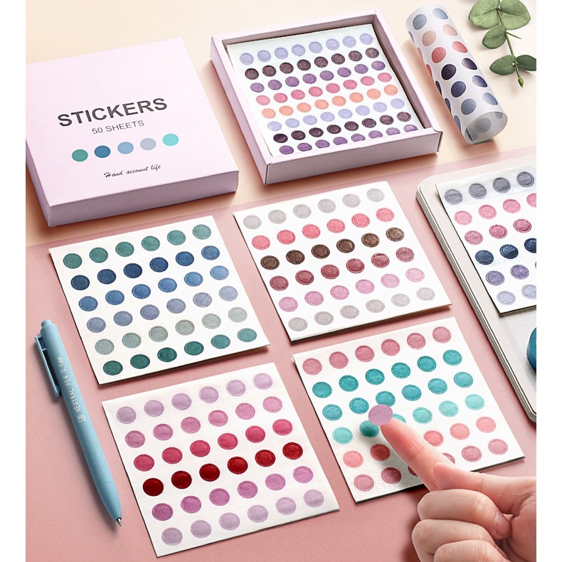 INS Dot Sticker Morandi Colour Decorative Small Pattern Round Sticker Label Coloured Dot 8mm [Per Sh