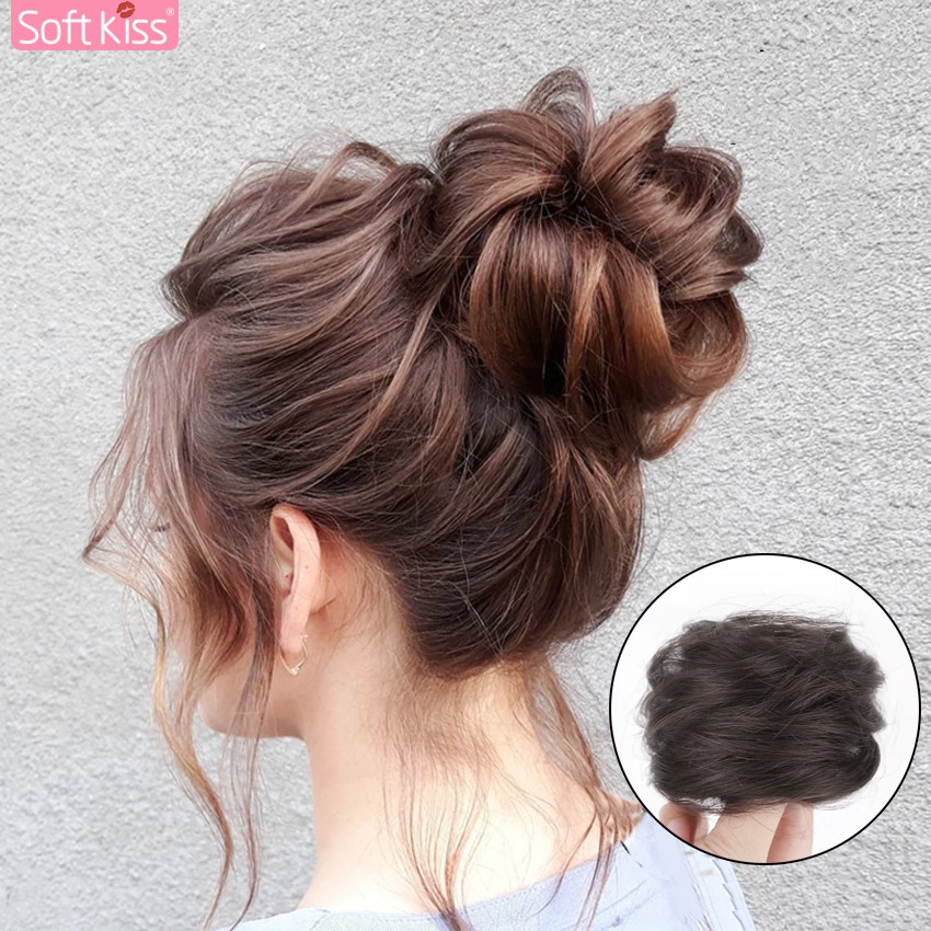 Softkiss ดังโงะ วิกผมดังโงะ สไตล์เกาหลี ผมลอนยุ่ง วิกผมปลอม แฮร์พีชดังโงะ มวยผมปลอม