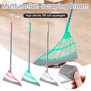 2-in-1 Hanging Handle Design Sweeping Broom/ Non-stick Floor Cleaning Brushes/ Multifunction Silicone Window Scraper