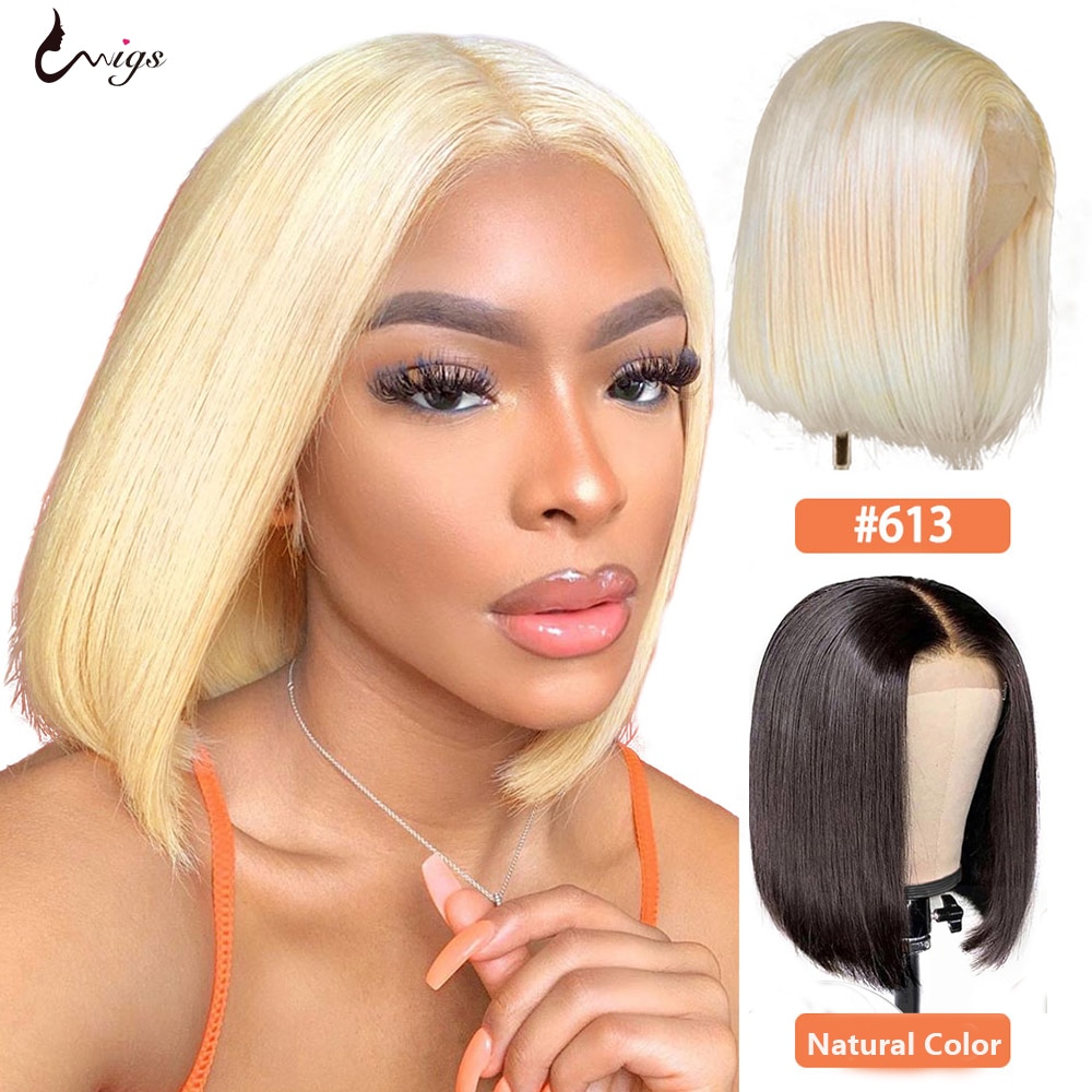 UWIGS 613 Bob Wig 13X4X1 Lace Front Human Hair Wigs 180 Density ...