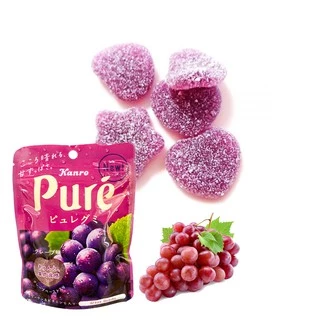 คันโระ ลูกอมเคี้ยวหนึบรูปหัวใจ รสองุ่นม่วง ขนาด 56 กรัม - Kanro Pure Gummy Grape Flavor