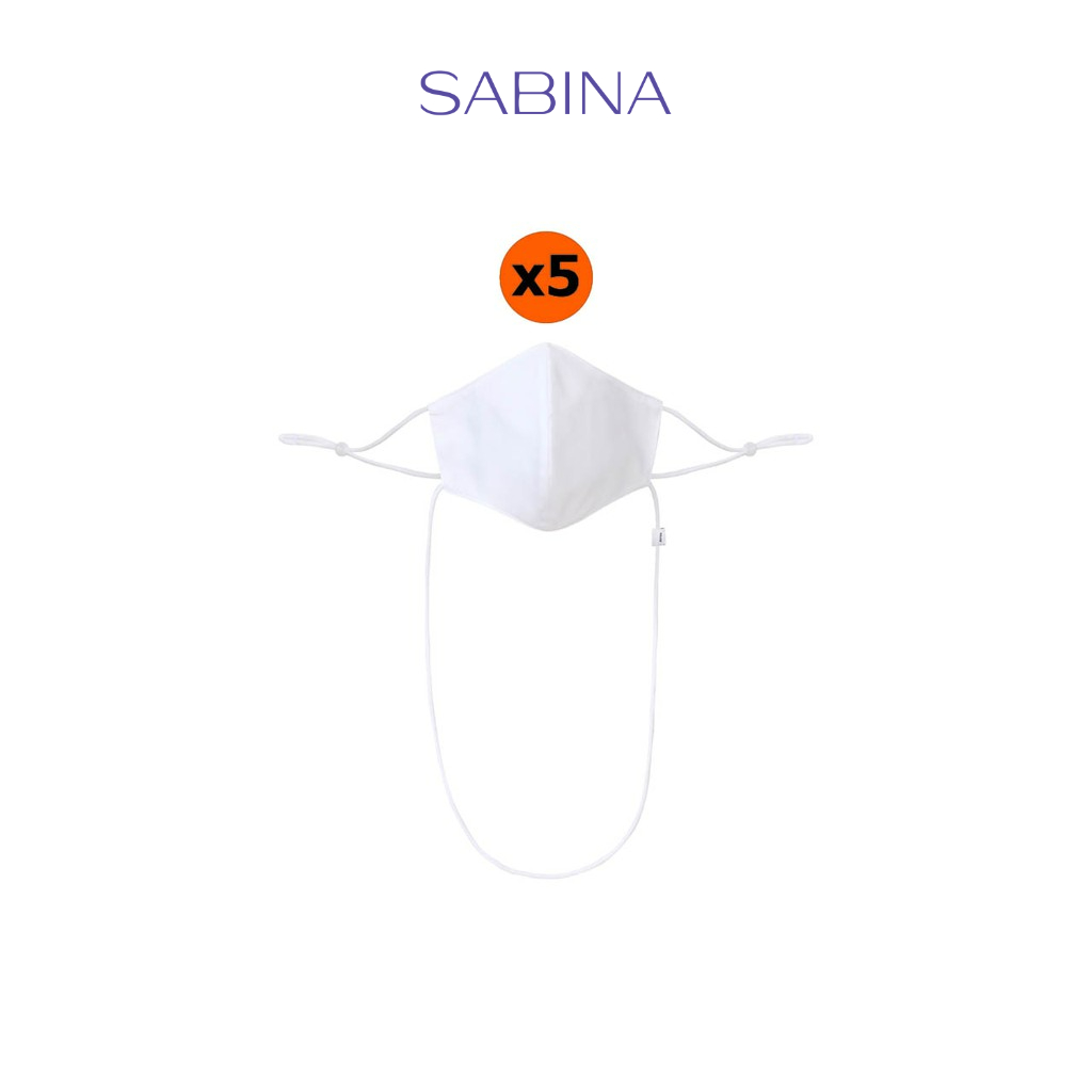 Sabina Kids Mask (Set 5 ชิ้น) หน้ากากอนามัย "สำหรับเด็ก 6-12 ปี" รหัส SYR117WH สีขาว มีสายคล้องคอ