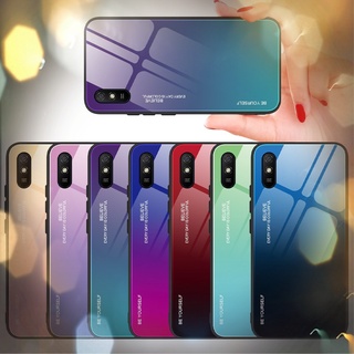 Xiaomi Redmi 9 9A 9T เคสโทรศัพท์กระจกเทมเปอร์แฟชั่น gradient สีกันกระแทกป้องกันด้านหลังเคสแข็ง