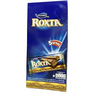 ROXTA ร็อกซ์ตา ขนมรสช็อกโกแลตและคาราเมลสอดไส้เวเฟอร์ ขนาด 24กรัม ยกกล่อง 12ชิ้น CHOCOLATE CARAMEL WAFER