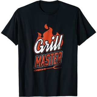 เสื้อยืดผ้าฝ้ายพรีเมี่ยม เสื้อยืด ผ้าฝ้าย พิมพ์ลาย Grill Master Funny BBQ Cook Dad น่ารัก สําหรับผู้ชาย 2QQB