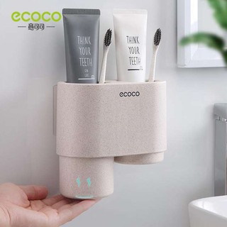 ecoco ชั้นวางแก้วน้ำแม่เหล็ก ที่ใส่แปรงสีฟัน ที่เก็บแก้วน้ำแปรงสีฟัน เลือกได้ 2 สี