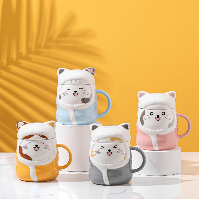 Cups, Mugs & Glasses 139 บาท แก้วกาแฟ  (536) สุดเริดสุดใหม่ ลายแมว ขนาด 8×9 cm ความจุ 420 ml. Home & Living