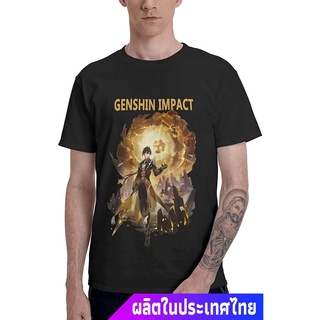 พระเจ้าดั้งเดิม เกมส์ญี่ปุ่น Anime Zhongli Genshin Impact T Shirt Mens Short Sleeve Round Neck Tees Summer Cool Comfort