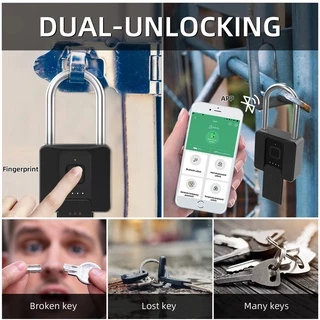 แม่กุญแจสแกนลายนิ้วมือ Padlock กุญแจสแกนลายนิ้วมือ กุญแจ สมาร์ทลายนิ้วมือปลดล็อคการเชื่อมต่อบลูทูธ APP ปลดล็อคล็อคประตูอ