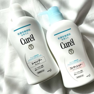 พร้อมส่ง Curel Intensive Moisture Shampoo &amp; Conditioner  แชมพูและครีมนวดผม สำหรับผิวแห้งและแพ้ง่ายขนาด 420ml