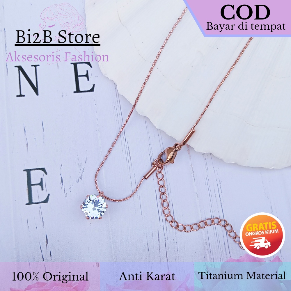 สร้อยคอไทเทเนียมสแตนเลสผู้หญิงเกาหลี โซ่โรสโกลด์ bi2b จี้หรู KT21