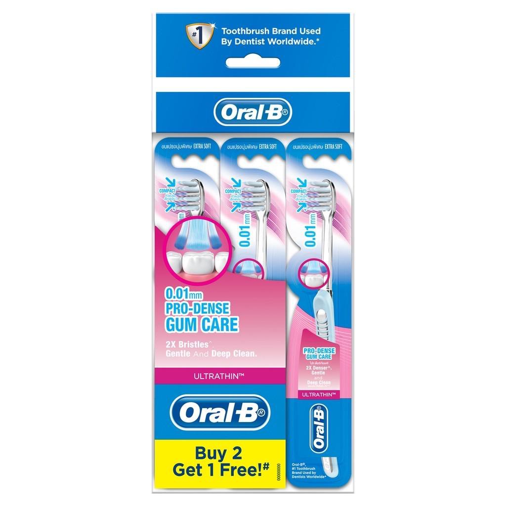 Oral-b UltraThin Gum Care แปรงสีฟันแมนนวล - Pro Dense [ซื้อ 2 ฟรี 1]