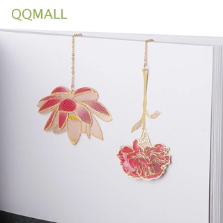 Qqmall ที่คั่นหนังสือโลหะ รูปใบบัว ใบไม้ แอปริคอท ใบบัว สไตล์วินเทจ เครื่องเขียน สําหรับโรงเรียน