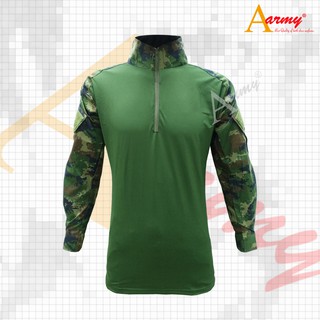 เสื้อคอมเเบตเชิ้ต / Combat Shirt / เสื้อ Spandex ลำตัวเขียว แขนลายทร.ดิจิทอล