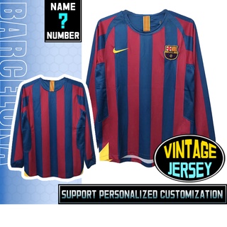 เสื้อกีฬาแขนยาว ลายทีมชาติฟุตบอล Barcelona home league 2006 ไซซ์ s - 2xl ชุดเหย้า