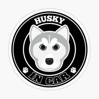 สติ๊กเกอร์ติดรถ แต่งรถ สติ๊กเกอร์ แม่เหล็กติดรถยนตร์ สติ๊กเกอร์หมา Husky in Car  - DGC27