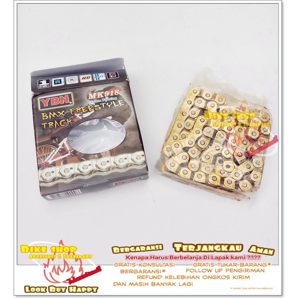 YBN MK918 Single Speed Half Link Gold BMX Fixie Etc. โซ่โซ่