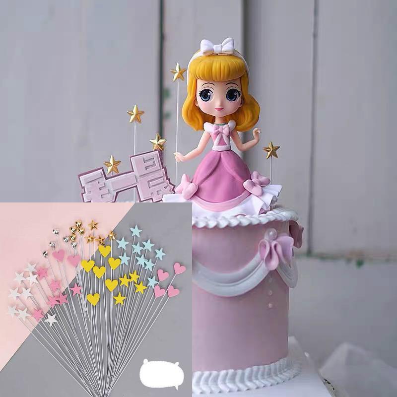 ดาวห้าแฉกเค้กอะคริลิคท็อปเปอร์เค้กวันเกิดตกแต่งปลั๊กอินอุปกรณ์ปาร์ตี้น่ารัก