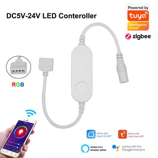 Tuya Zigbee ตัวควบคุมสายไฟ Led Rgb Dc 5-24V