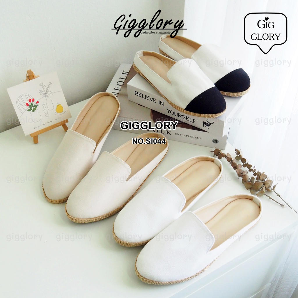 [Size 36-45] รองเท้าเปิดส้น ผ้าแคนวาส สไตล์มินิมอล (NO.SI044)
