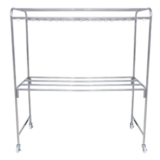 ราวตากผ้าสเตนเลส 8 เส้น PLIM มีล้อ 156x84x174 ซม. CLOTHES RACK PLIM 8RAIL 156X84X174CM STAINLESS STEEL