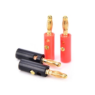 Banana plug male 4.0mm Gold plated บานาน่า ตัวผู้ 4 มม. สีทอง แจ็คสั้น ปลั๊ก ตัวเมีย เครื่องเสียง ลำโพง