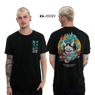 T-shirt ORIGINS เสื้อยืด พิมพ์ลาย JAPANESE ONI MASK DRAGON DISTRO สําหรับผู้ชาย S-5XL