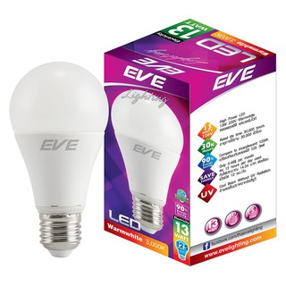 [พร้อมส่ง] EVE หลอดไฟ LED อีฟ A60 13 วัตต์ WARMWHITE E27 แสงอุ่น หลอด LED คุณภาพสูง รูปทรงสวยงาม สว่างและประหยัดพลังงาน