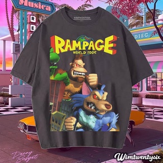 [S-5XL]เสื้อยืดแขนสั้น พิมพ์ลาย Rampage WORLD TOUR VINTAGE สีเทาเข้ม