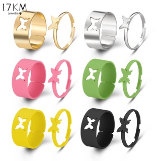 17KM Korean Fashion Colorful Ring Set Butterfly Star Moon Rings Women Jewelry Accessories