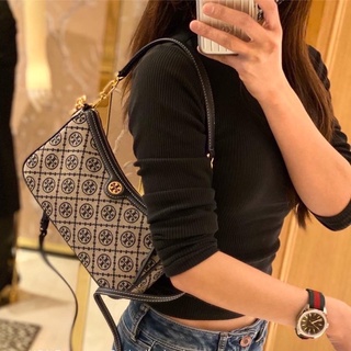 🎀 (สด-ผ่อน) กระเป๋า 10 นิ้ว งาน Shop Tory 85137 Tory burch T Monogram Jacquard Studio Shoulder Bag