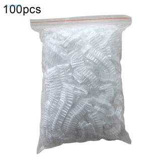 [NE] 100Pcs Hotel Home Disposable Waterproof Clear Elastic Women Shower Bath Cap Hat