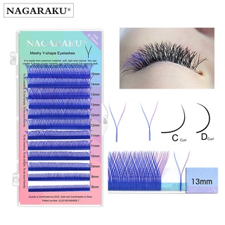 Nagaraku ขนตาปลอม ขนมิงค์สังเคราะห์ สีม่วง และสีฟ้า