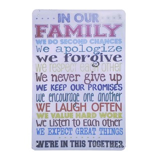 ป้ายสังกะสีวินเทจ Family Rules