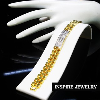 INSPIRE JEWELRY สร้อยข้อมือฝังเพชรสวิสเรียงสามแถว ให้เลือกใส่ เลตเพชรสวิส น้ำงามเกรด AAA+ งานจิวเวลลี่