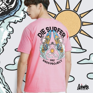 [S-5XL] Just Say Bad  ® เสื้อยืดลาย แนวสตรีท  รุ่น Surf  Time สีชมพู ( ลิขสิทธิ์แท้ ) แขนสั้น เสื้อยืดชาย TS