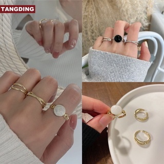 【Cod Tangding】แหวนแฟชั่นเรขาคณิตสไตล์เกาหลีสําหรับผู้หญิง 3 ชิ้น